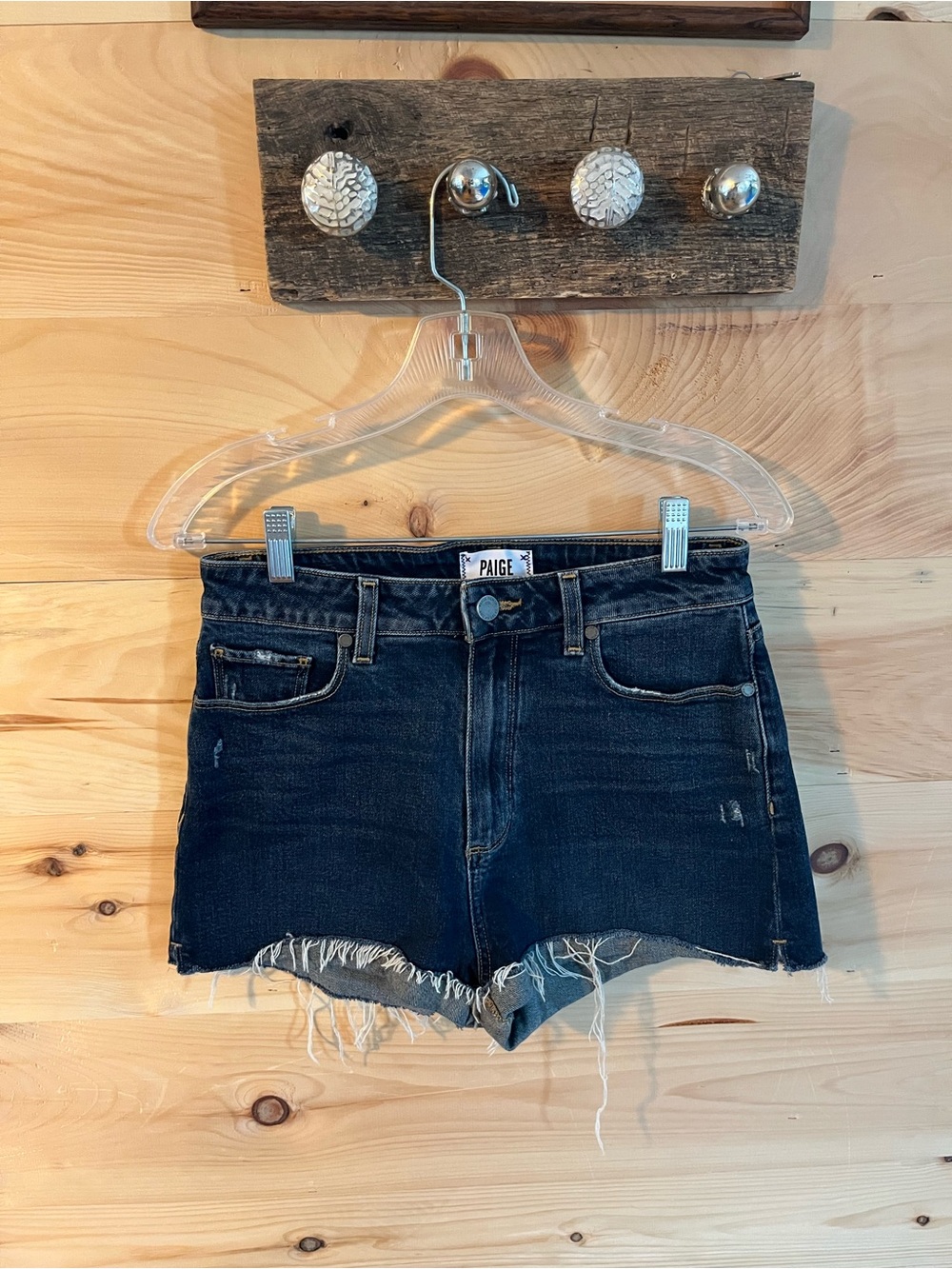 PAIGE Dark Indigo High-Rise Margot Cutoff Denim Shorts Size 29 Women’s